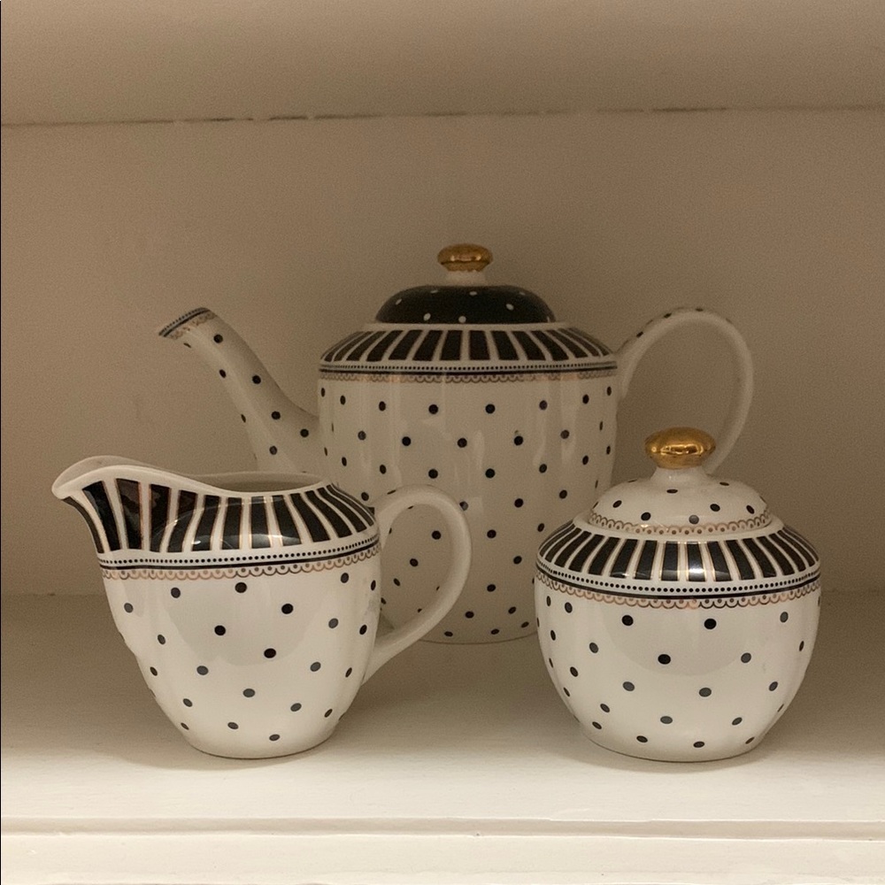Polka Dot Tea Set with Gold Accents